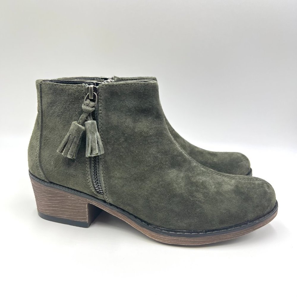 7.5 AA 7.5N 7.5‎ NARROW Propet Womens Green Suede Leather Ankle Boots Booties